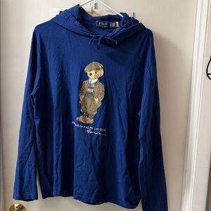 Polo by Ralph Lauren Blue Hoodie with Bear Graphic